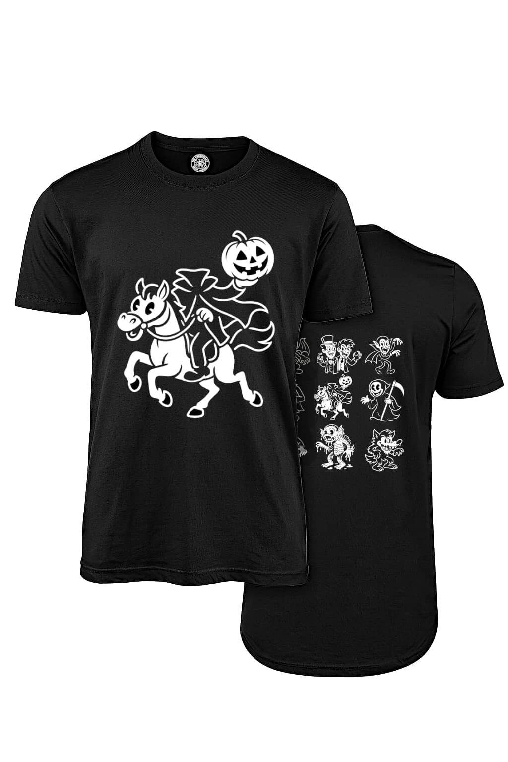 Rubber Hose Headless Horseman Vintage Cartoon Horror T-Shirt (Black)